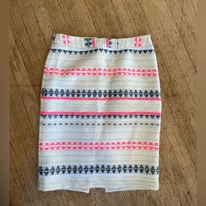 Trina Turk Cream and Pink Patterned Pencil Skirt